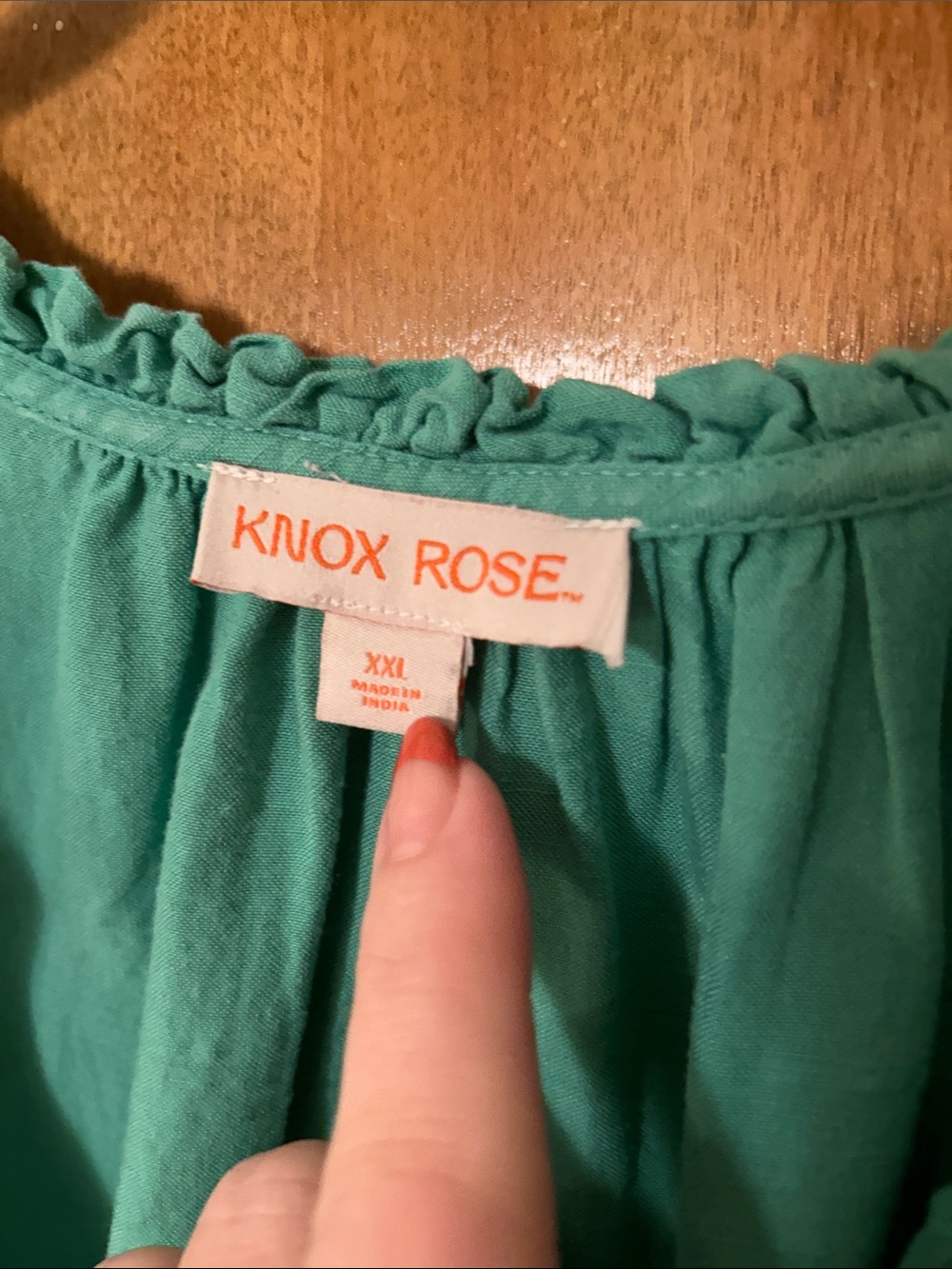 Turquoise Ruffle Hem Peasant Dress. 2X - Picture 2 of 5